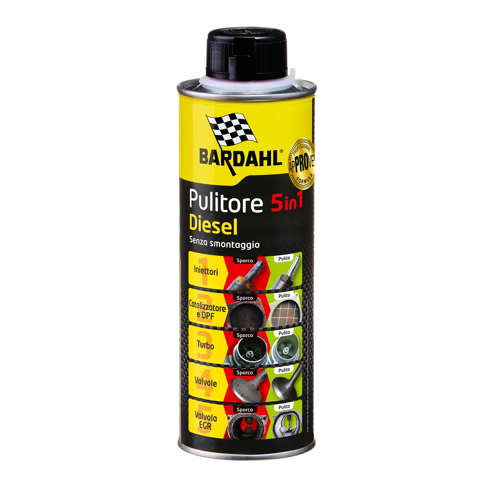 Bardahl - Pulitore 5 in 1 Diesel, Additivo Multifunzionale per la Completa Pulizia dei Motori a Gasolio, Aumenta la Potenza e le Prestazioni, 500 ml