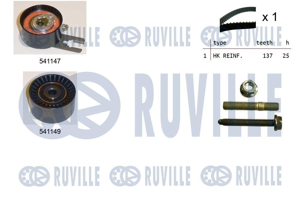RUVILLE 550058 Kit cinghia di distribuzione N° denti: 137, con cinghia