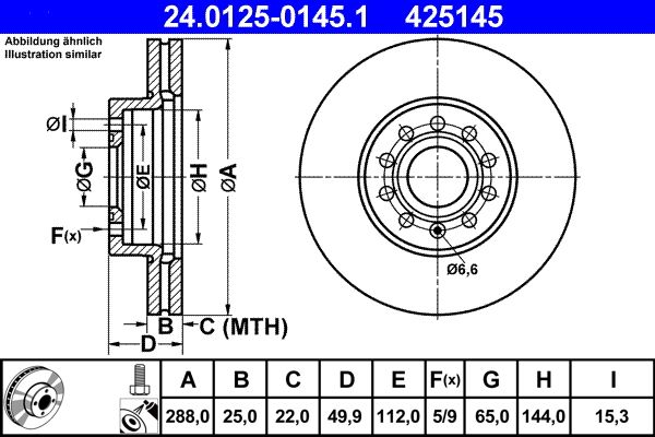 ATE x2 DISCO FRENO ANTERIORE - 425145(COPPIA)