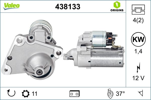 Motorino Valeo 12V 1,4Kw 438133 | Compatibile con Citroën, Fiat, Opel, Peugeot