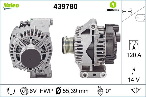 Alternatore Valeo 439780 – 14V 120A per Fiat 500L 1.3 Multijet Start&Stop | Ricambio Originale OEM